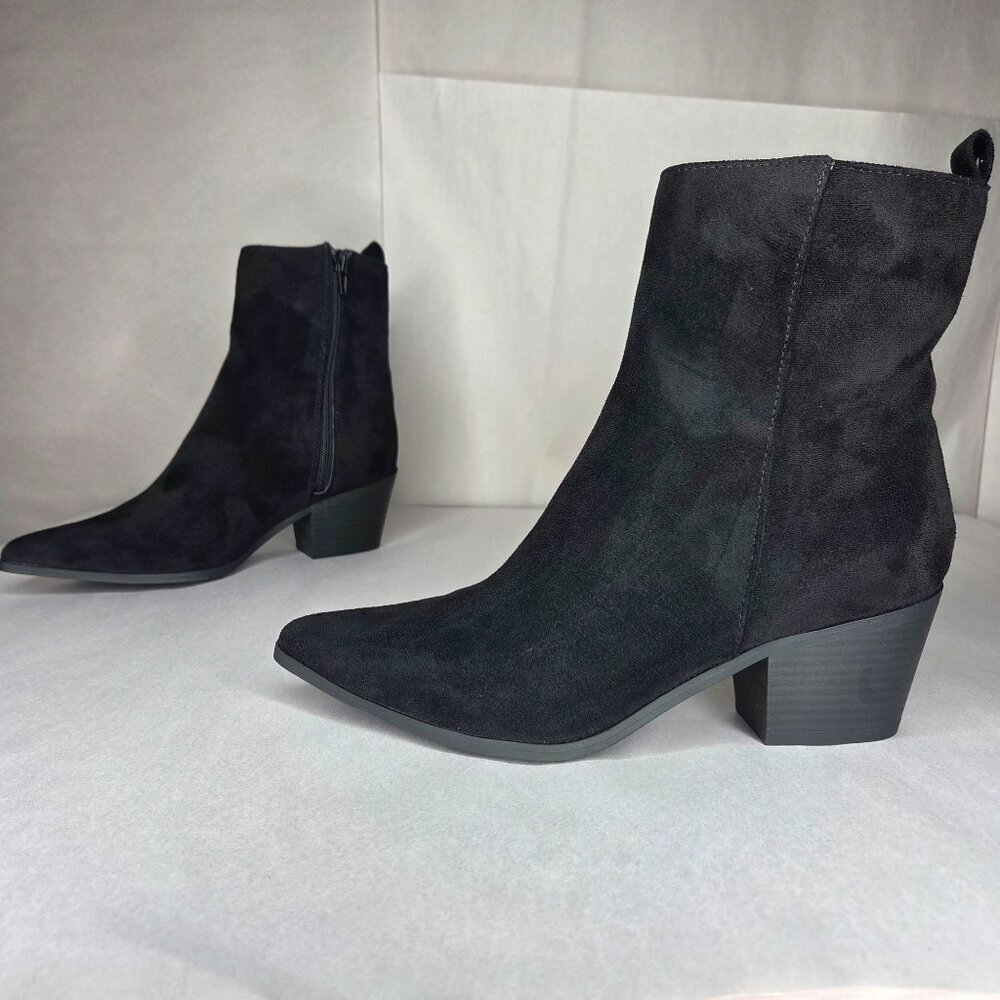 French Connection Women's Model Black Block-Heel Booties Boots